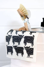 Load image into Gallery viewer, Swedish Dishcloth - Highland Cow - Black