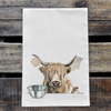 Highland Cow Baking Tea Towel