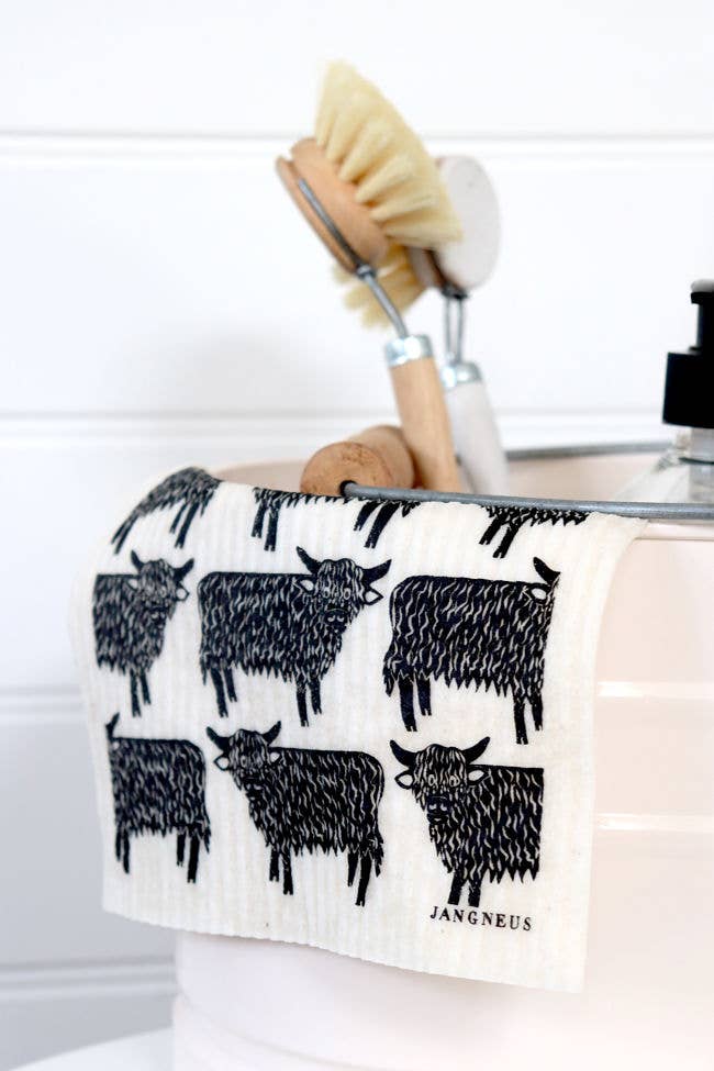 Swedish Dishcloth - Highland Cow - Black
