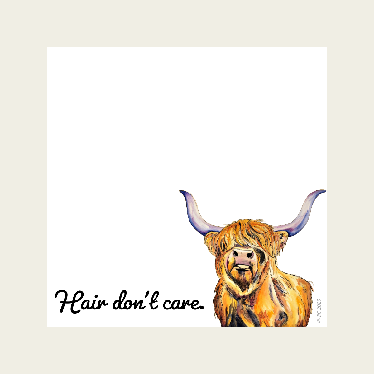 Sticky Notes w/ Highland Cow & "Hair Don't Care" | 50 Sheets