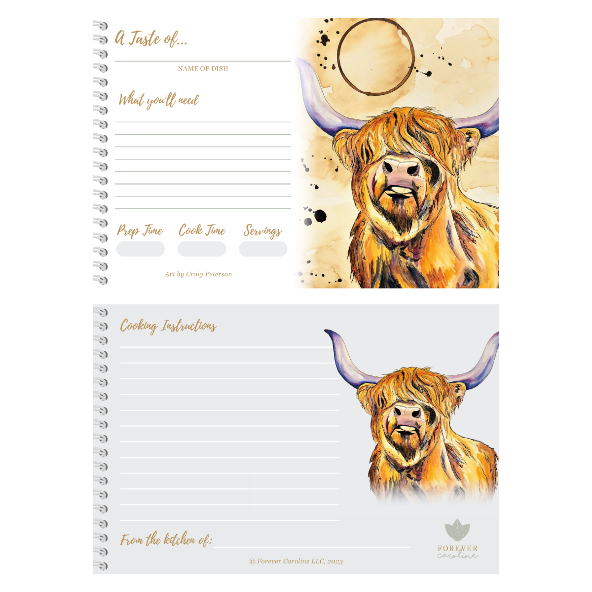 Highland Cow Recipe Card Gift Set