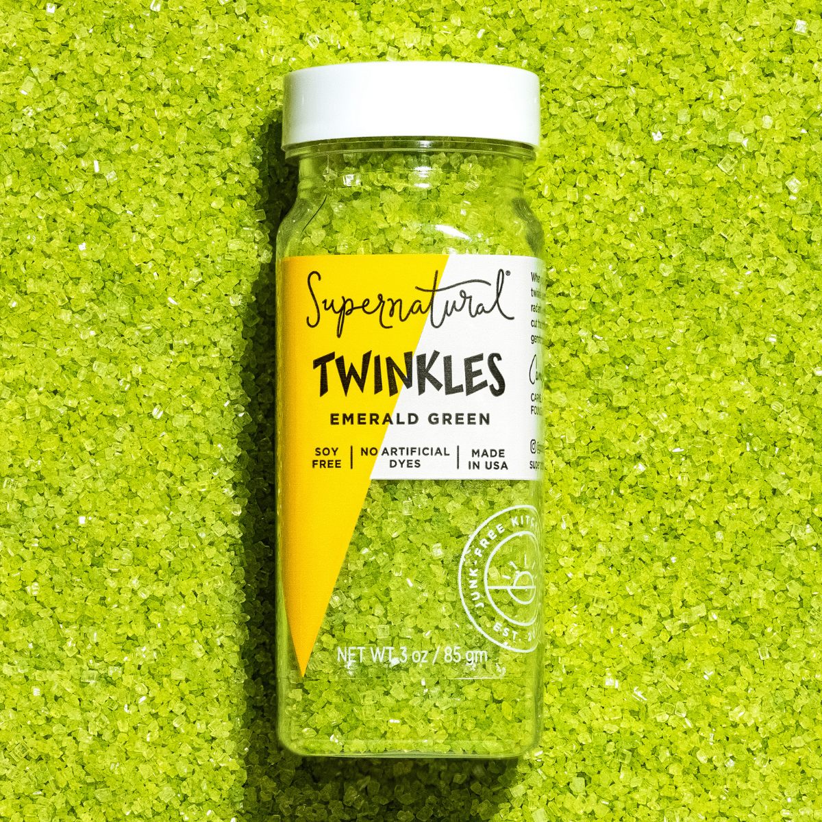 Supernatural Dye-Free Twinkles Sanding Sugar: Green