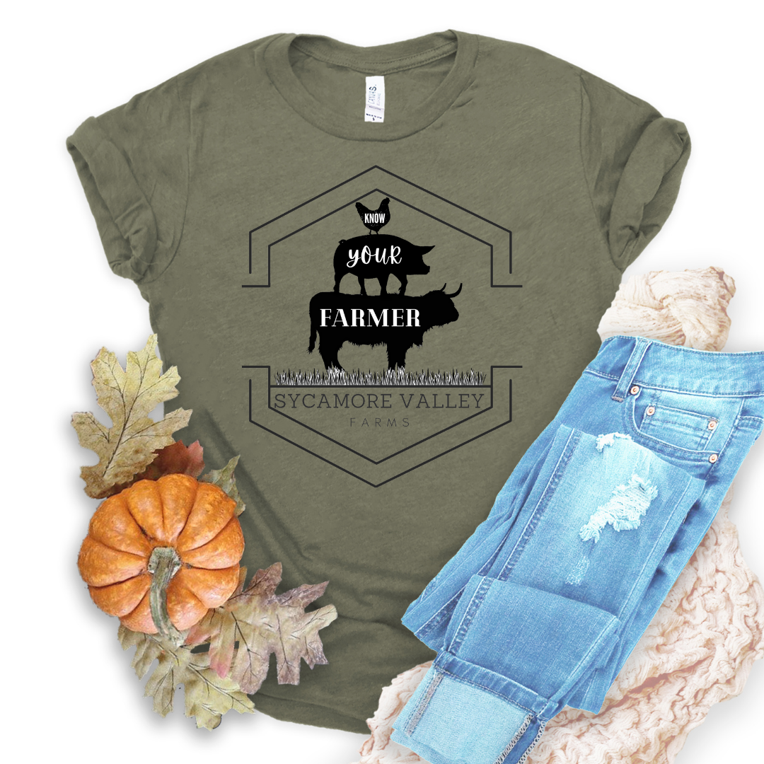 KNOW YOUR FARMER T-SHIRT - OLIVE GREEN