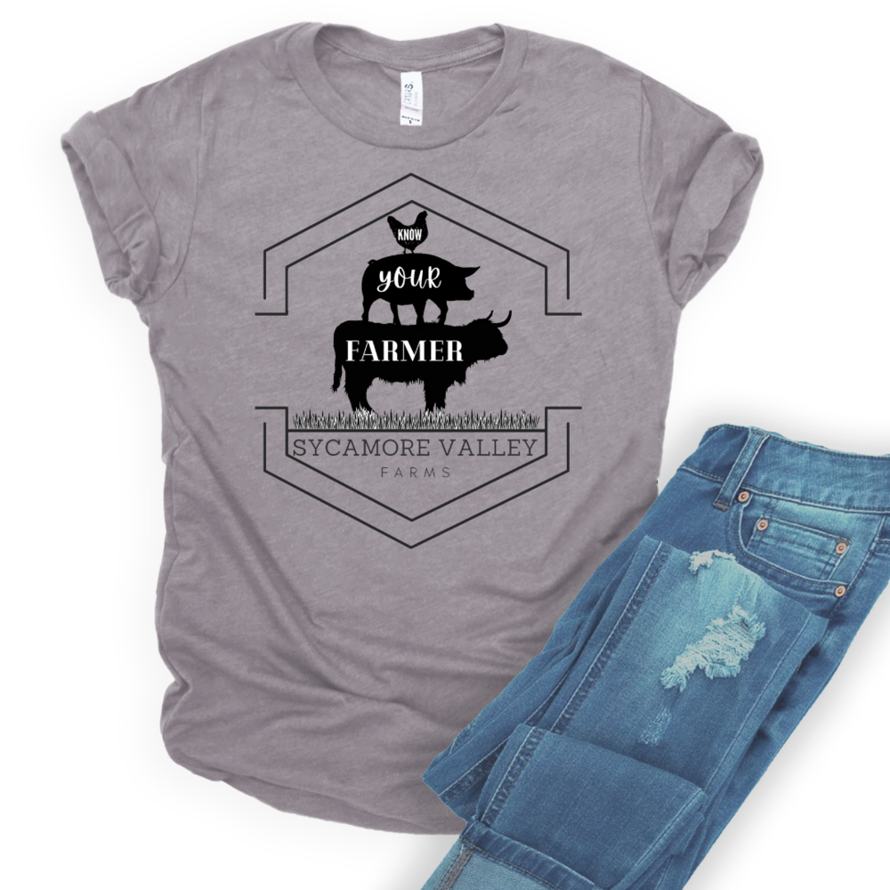 KNOW YOUR FARMER T-SHIRT - STORM GREY